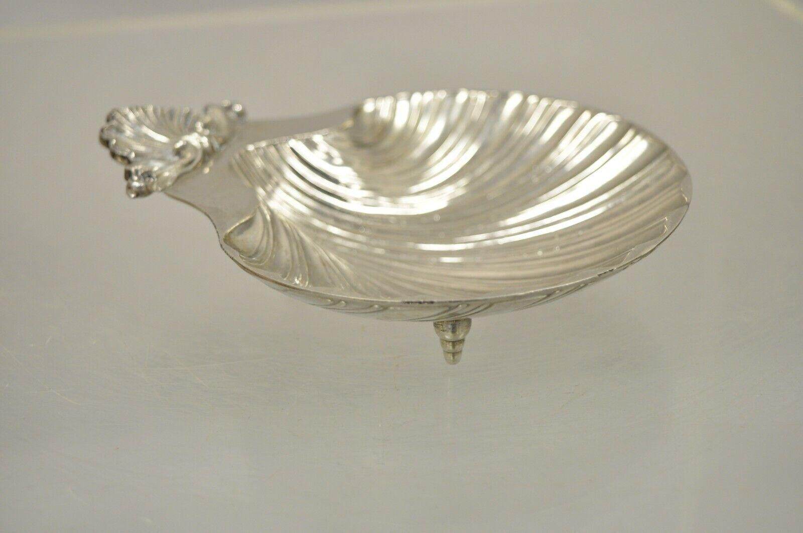 Silver Plate Sheffield England Usa Small Clam Shell Trinket Dish Reproduction 1700 - 1800 