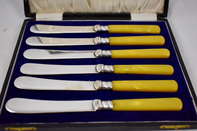 Sheffield English Celluloid Mustard Yellow Tea Spreaders Flatware ...
