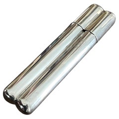 Sheffield English Silver Cigar Holder with Screw Top Flask