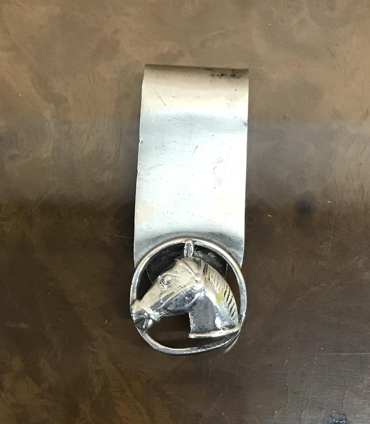 Sheffield Made 1997 Sterling Silver Hallmarked Horse Jockey Interest Money Clip In Good Condition In West Sussex, Pulborough