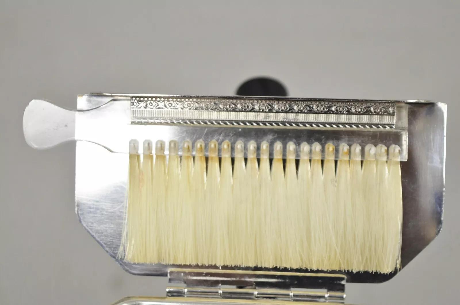 Victorian Sheffield Silver Co. USA Silver Plated Butlers Crumb Catcher Tray w/ Broom For Sale
