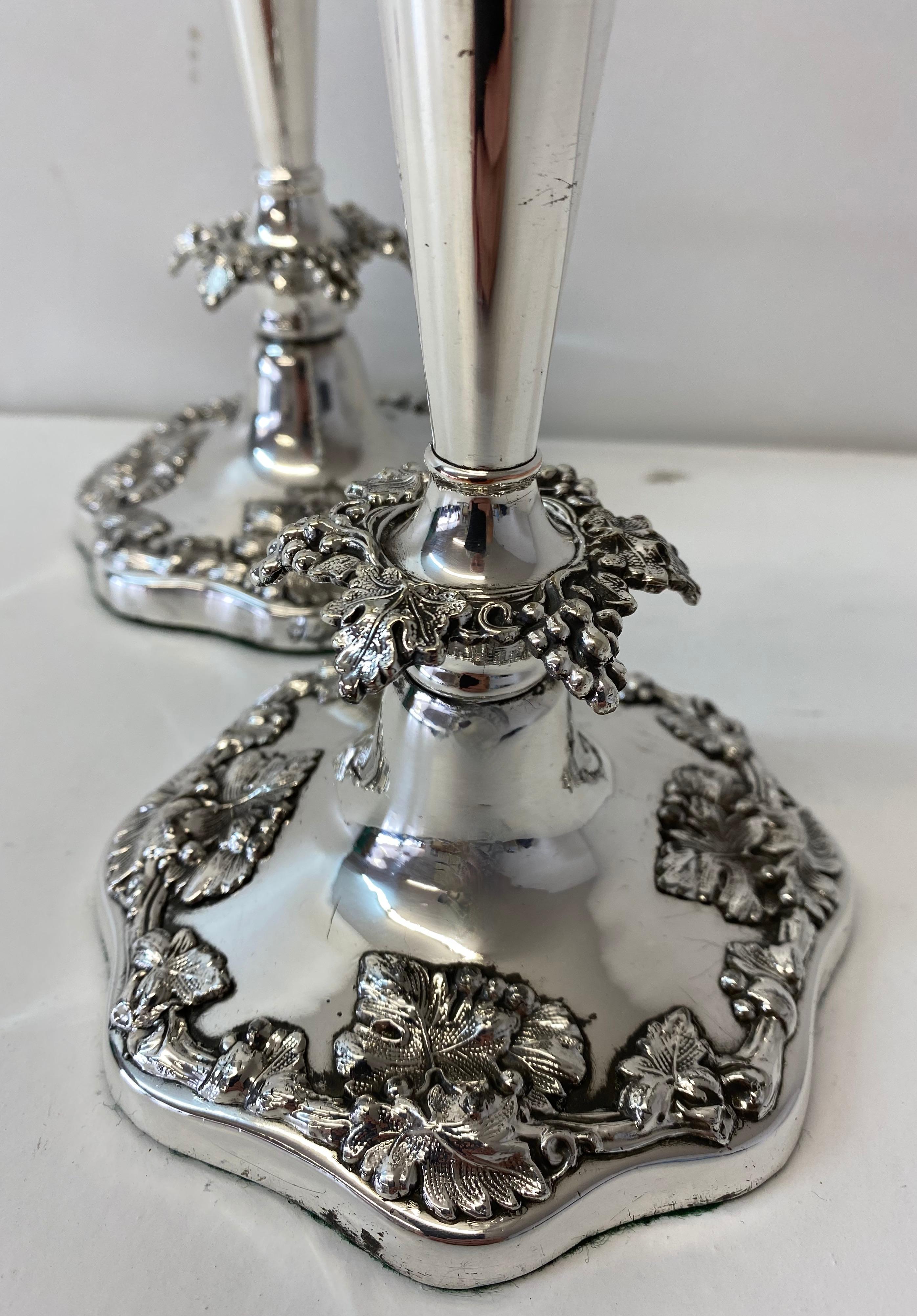 silver candle holders