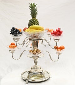 Sheffield Silver Plate Centrepiece Glass Epergne Stand