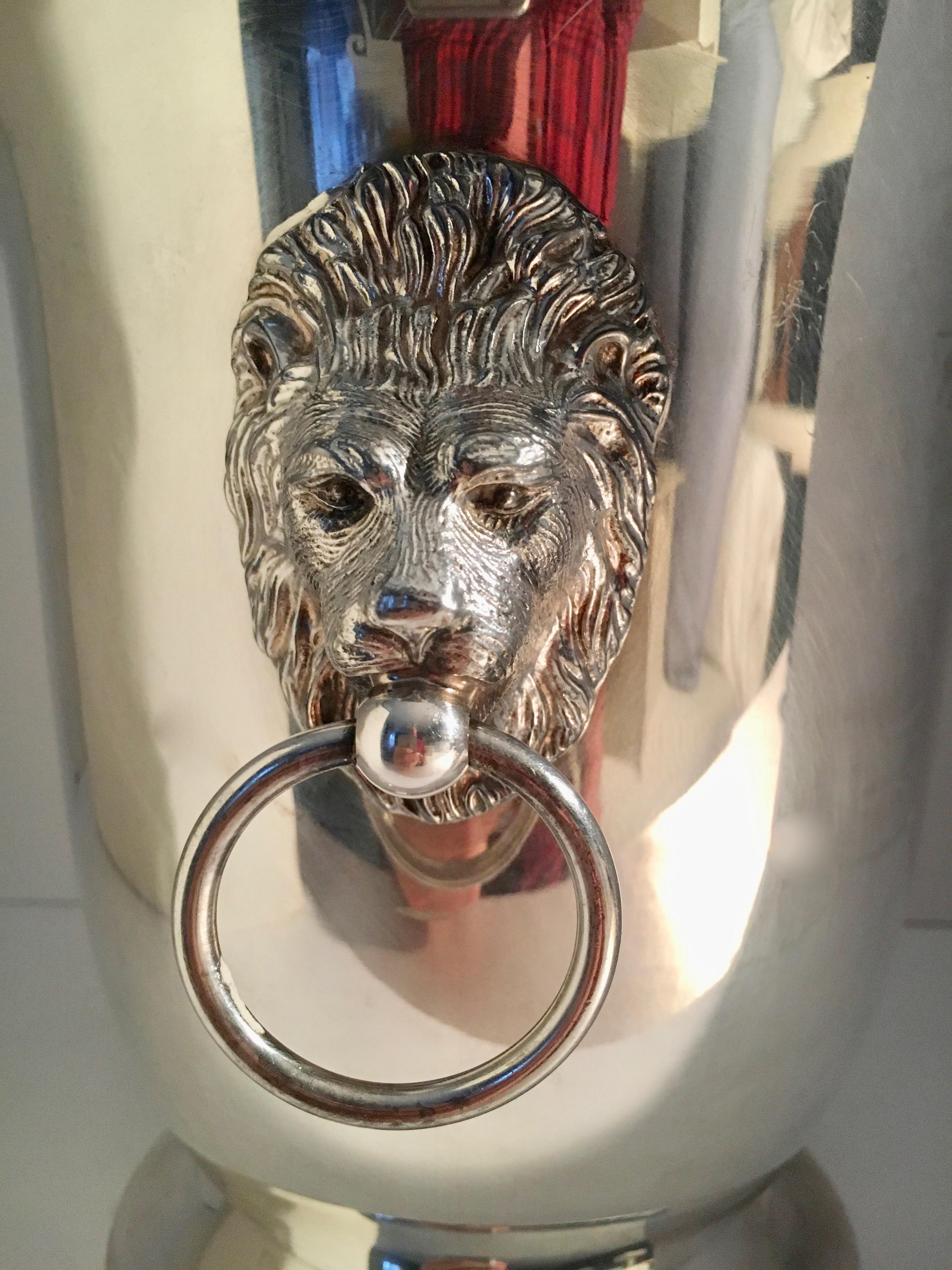 20th Century Sheffield Silver Plate Champagne Bucket with Lion Head Handles