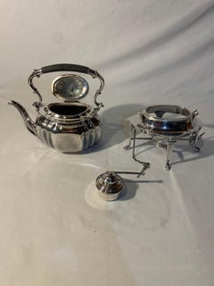 Sheffield Silver Plate Locking Tilting Kettle on Stand W/ Burner