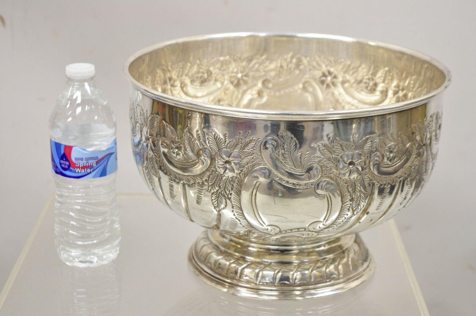 Sheffield Silver Plate Repousse Punch Bowl Champagne Wine Chiller Bucket 5