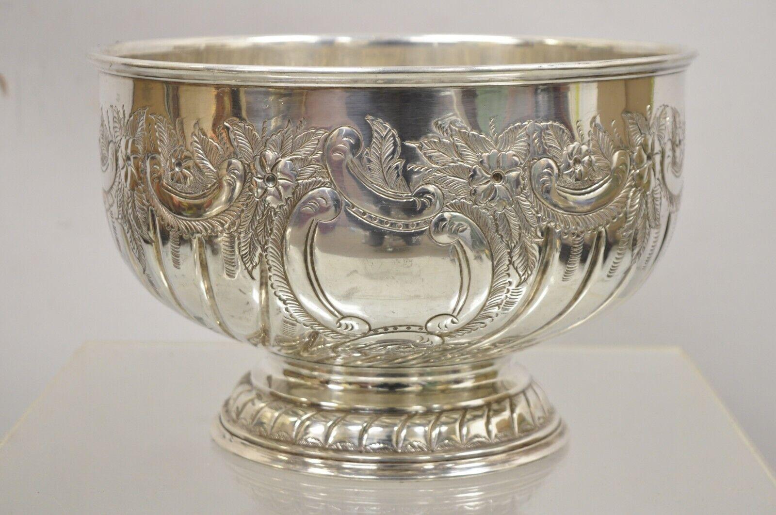 Sheffield silver plate repousse punch bowl champagne wine chiller bucket. Circa 1900. Measurements: 8