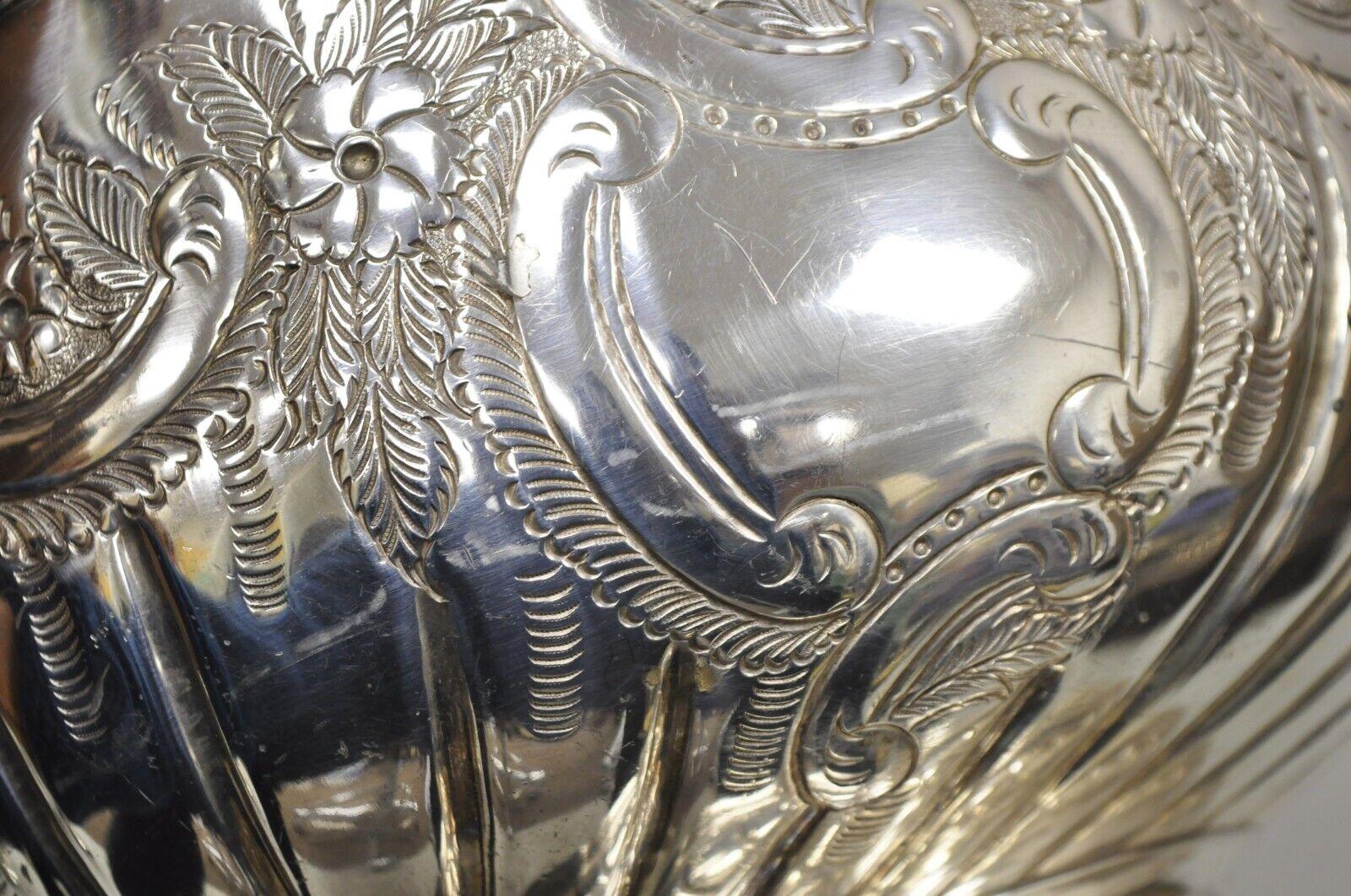 Sheffield Silver Plate Repousse Punch Bowl Champagne Wine Chiller Bucket 2