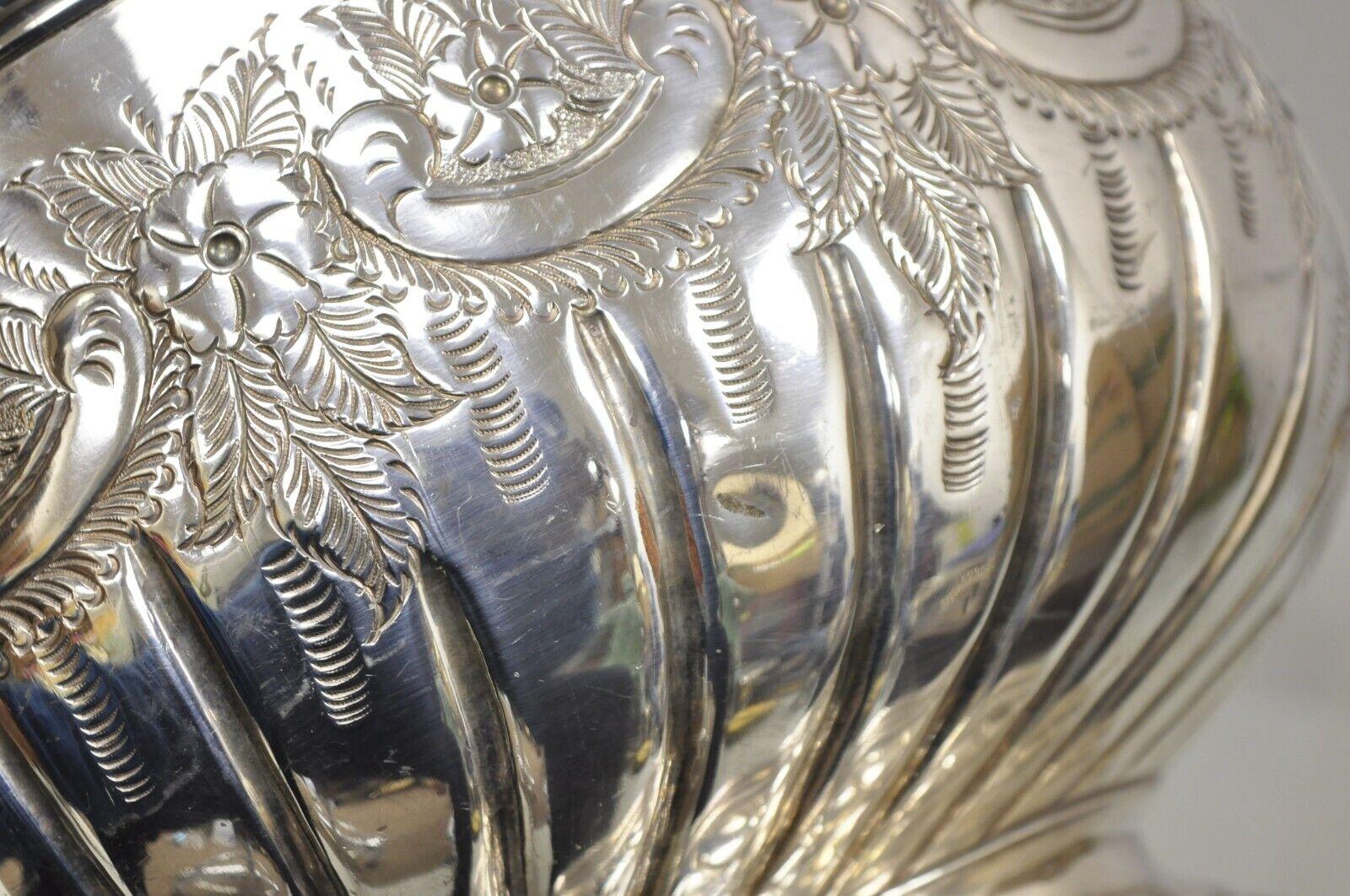 Sheffield Silver Plate Repousse Punch Bowl Champagne Wine Chiller Bucket 3