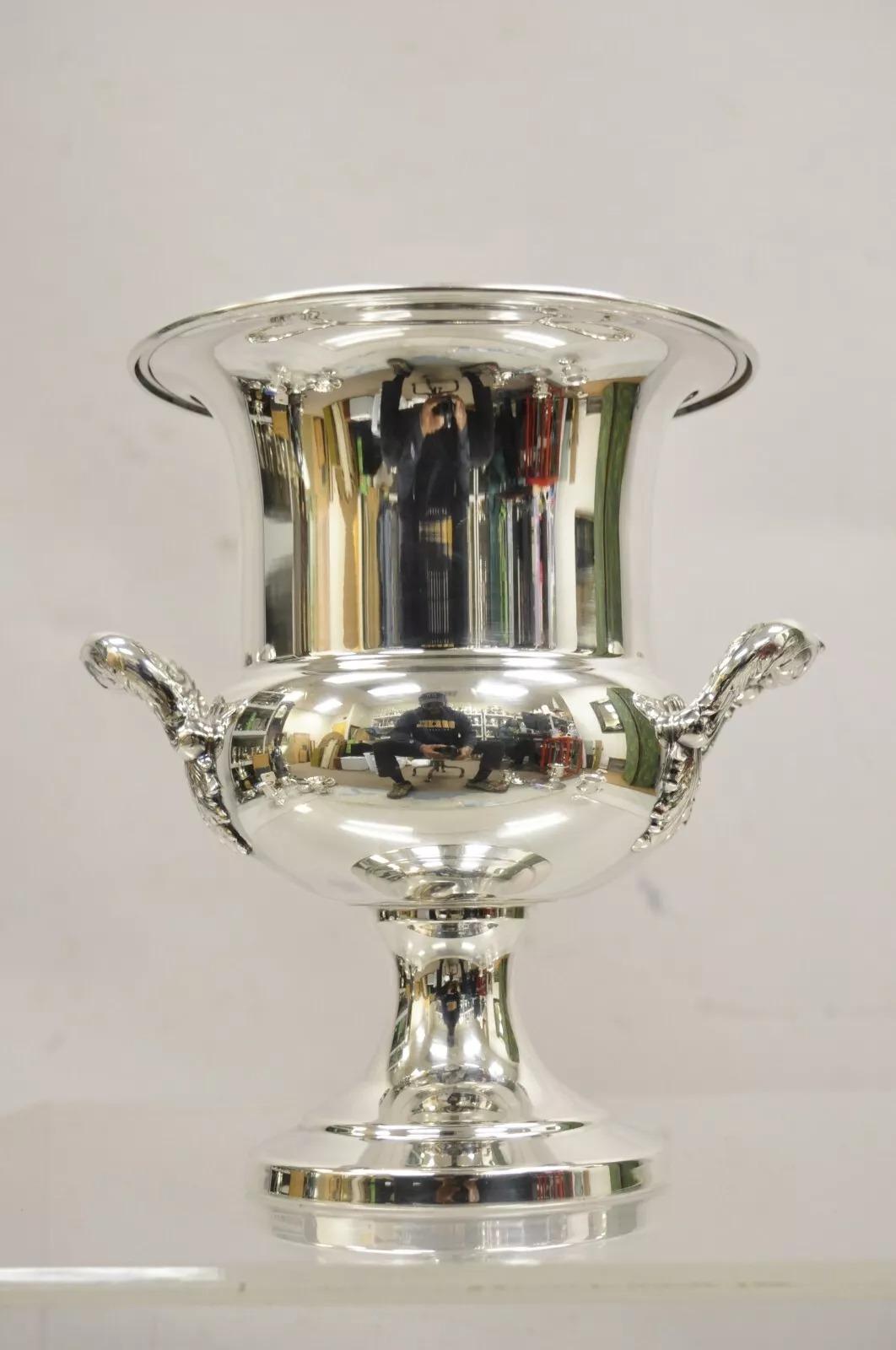 Sheffield USA Silver Plated Ornate Twin Handle Champagne Chiller Ice Bucket For Sale 5