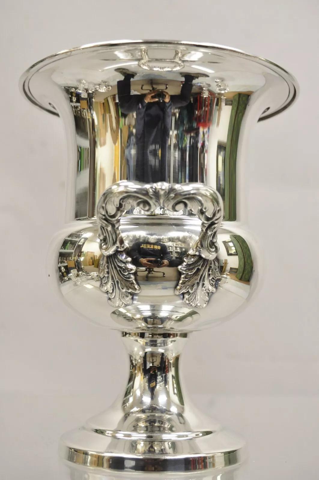 Other Sheffield USA Silver Plated Ornate Twin Handle Champagne Chiller Ice Bucket For Sale