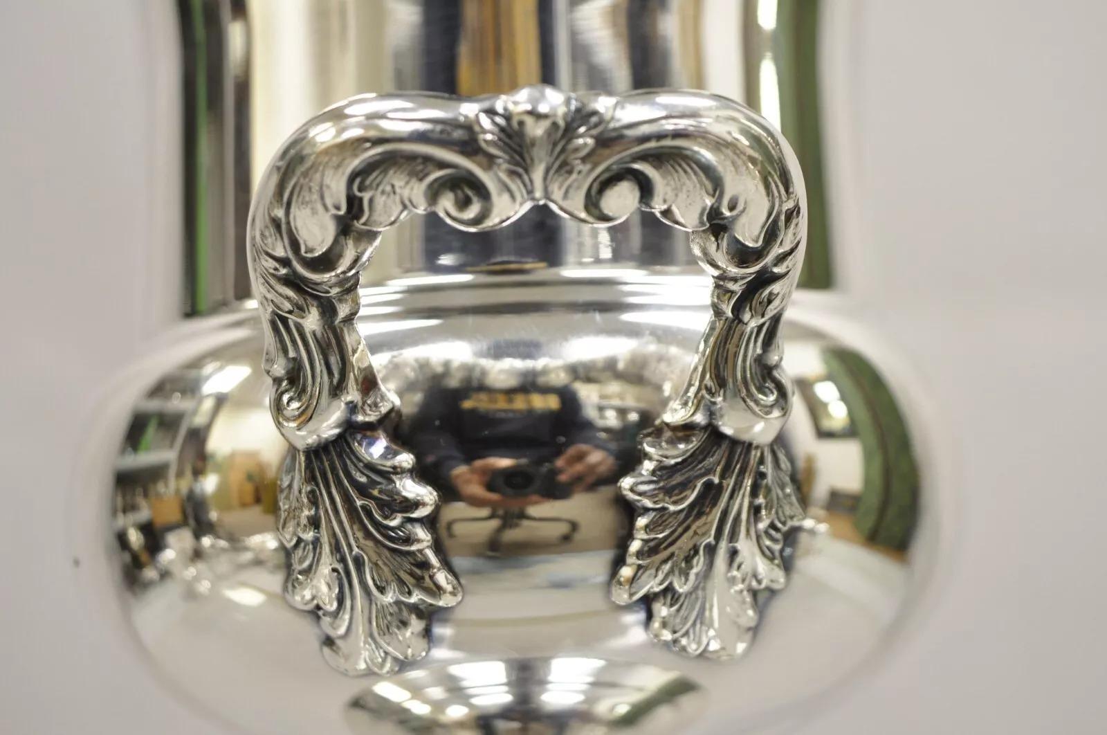 Unknown Sheffield USA Silver Plated Ornate Twin Handle Champagne Chiller Ice Bucket For Sale