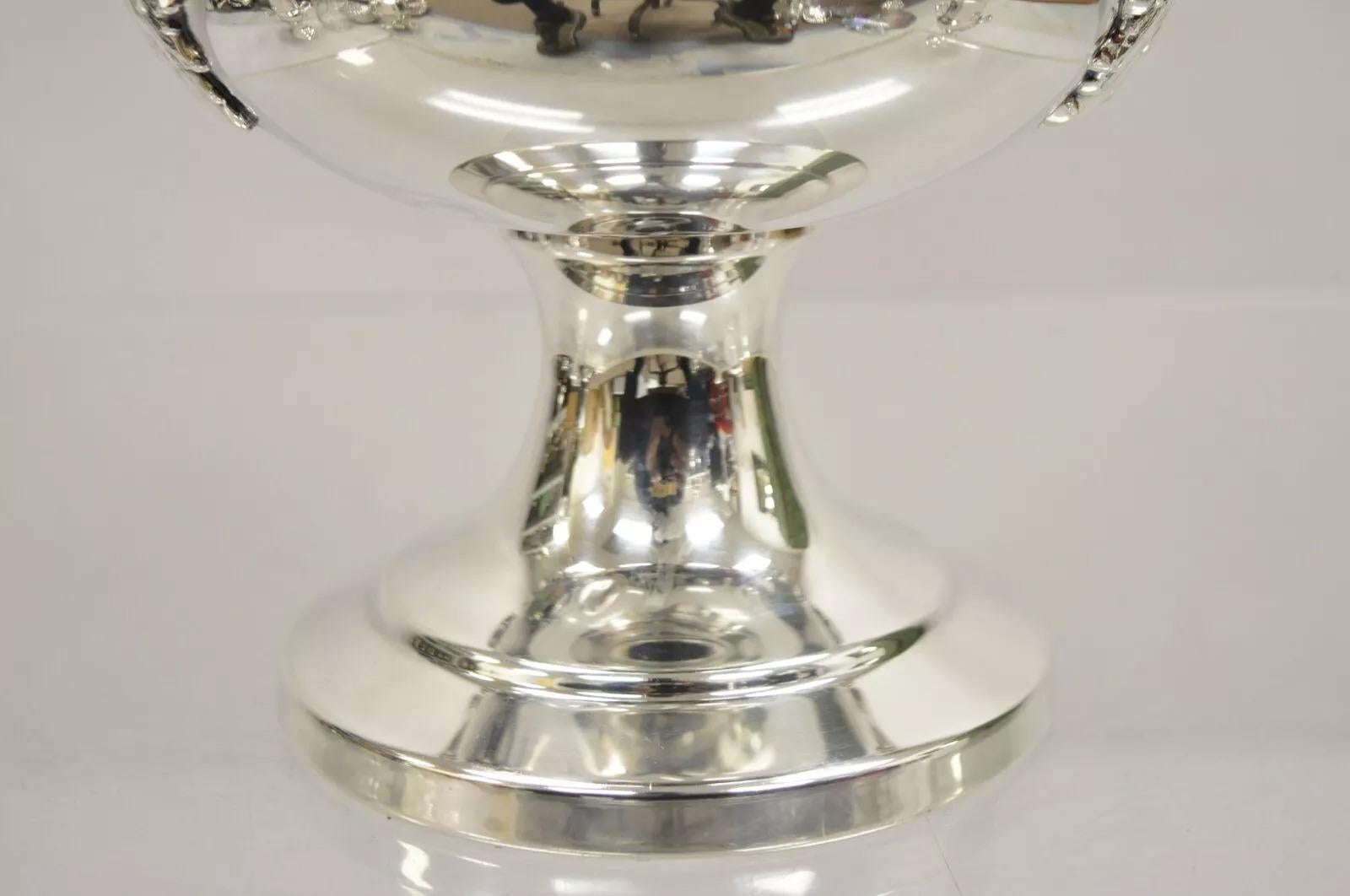 20th Century Sheffield USA Silver Plated Ornate Twin Handle Champagne Chiller Ice Bucket For Sale