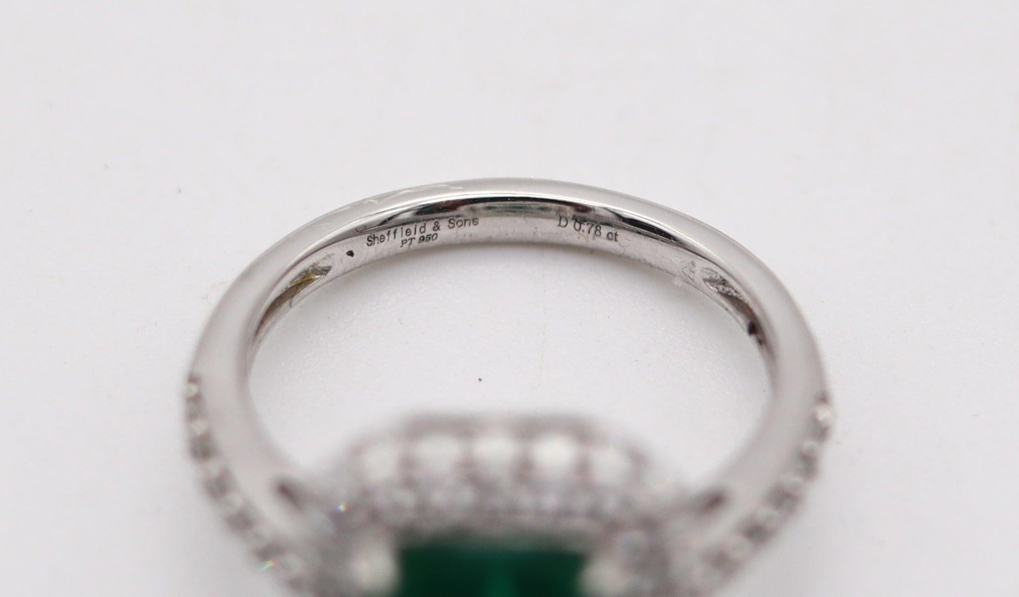 Women's SHEFFIELD'S & SONS Cocktail Ring In 18Kt Gold With 4.00 Ctw Emerald & Diamonds For Sale