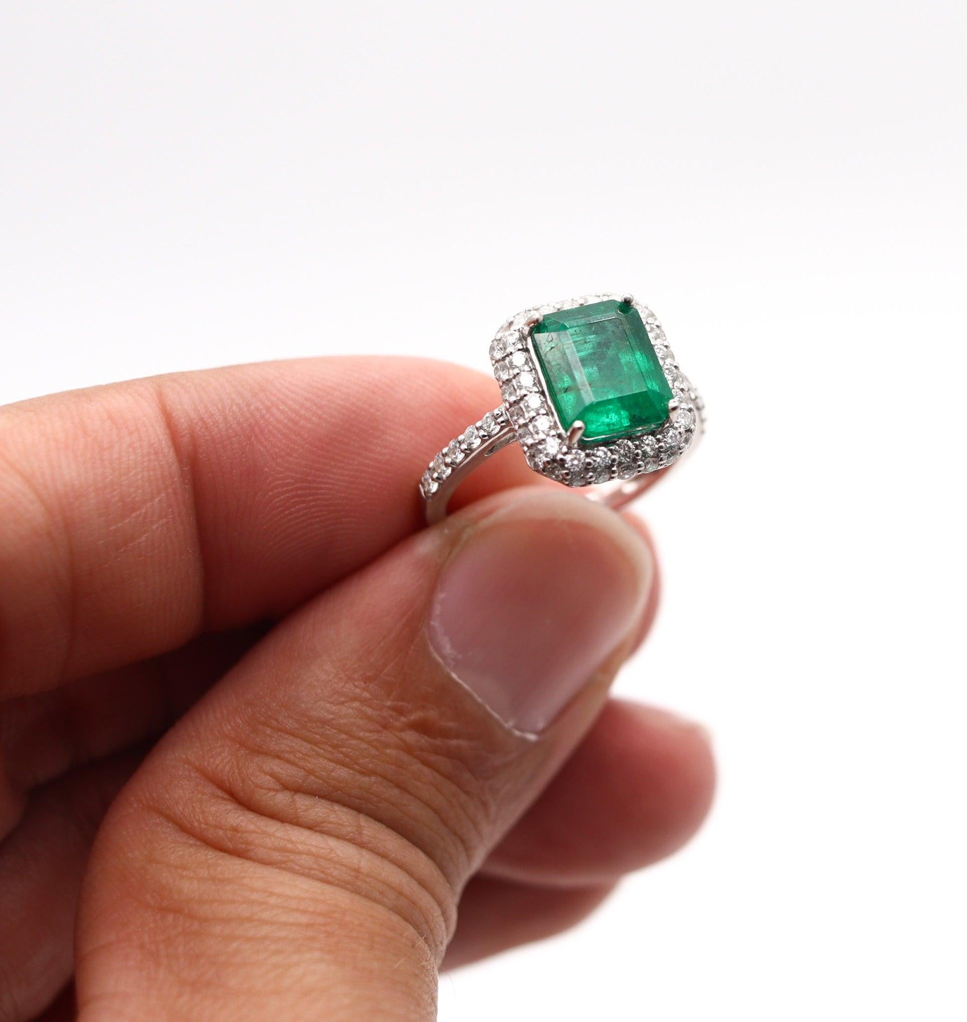 SHEFFIELD'S & SONS Cocktail Ring In 18Kt Gold With 4.00 Ctw Emerald & Diamonds For Sale 1