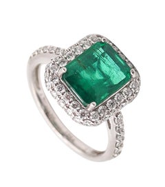 SHEFFIELD'S & SONS Bague cocktail en or 18 carats avec émeraudes et diamants de 4,00 carats