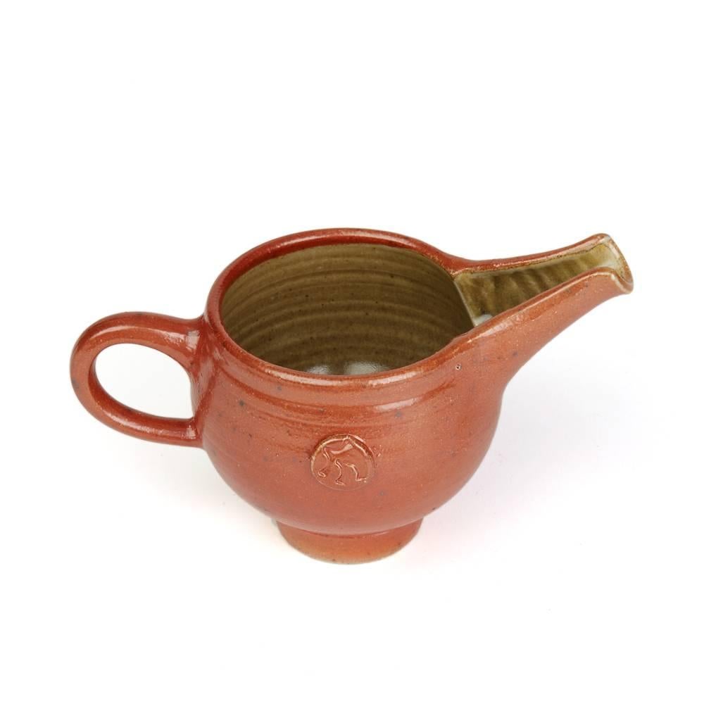 English Sheila Casson Studio Pottery Red Salt Glazed Jug, 20th Century