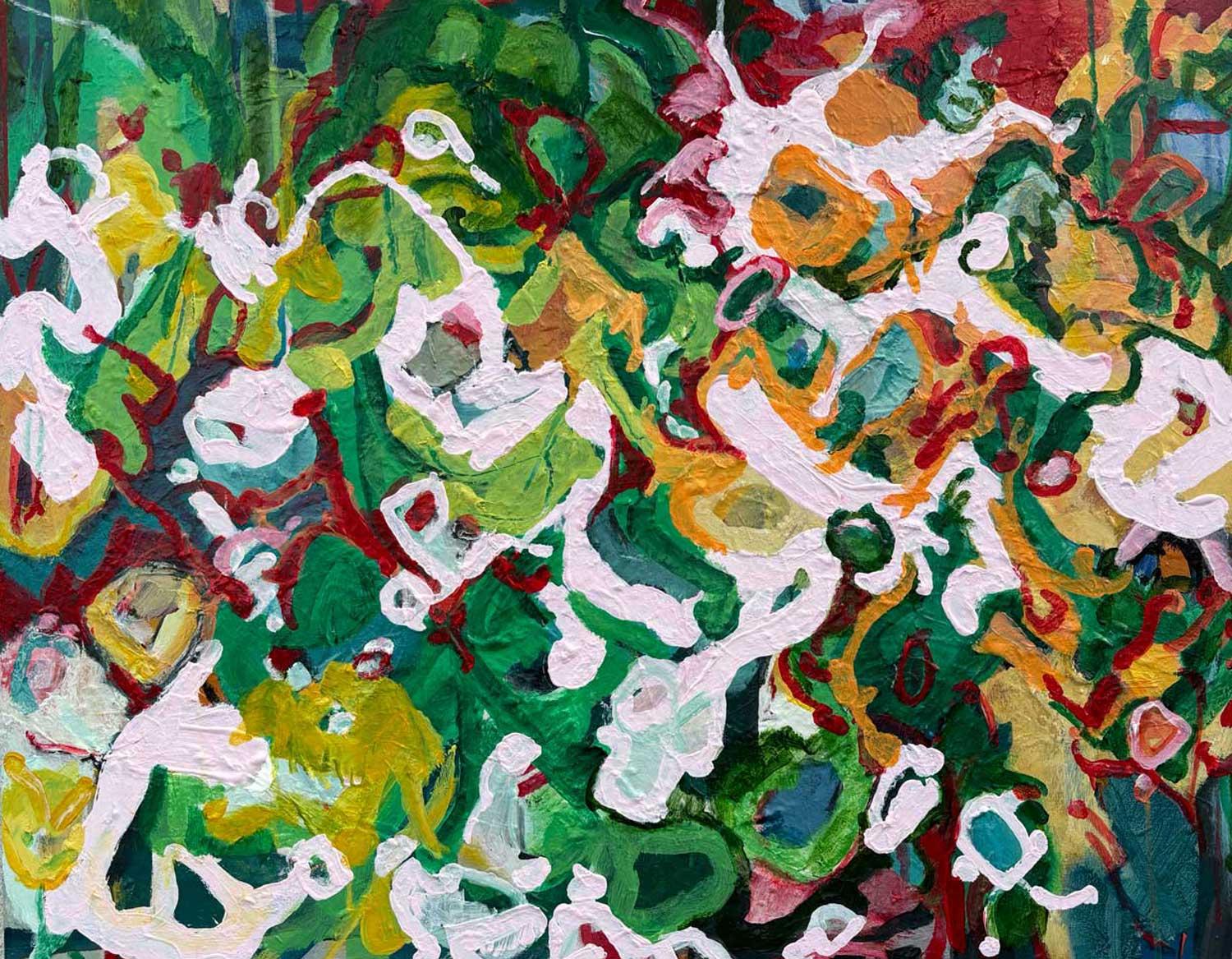 Abstract Painting Sheila Grabarsky - Tableau de jardin fantastique 31, peinture abstraite