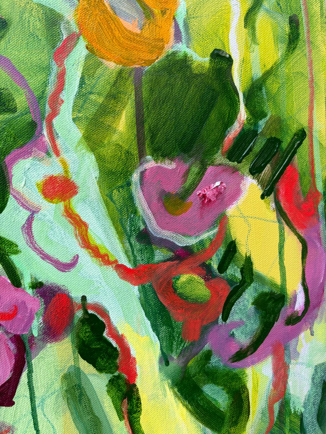 Linguaggio fiorito 4, Pittura astratta - Still-Life Painting Marrone di Sheila Grabarsky