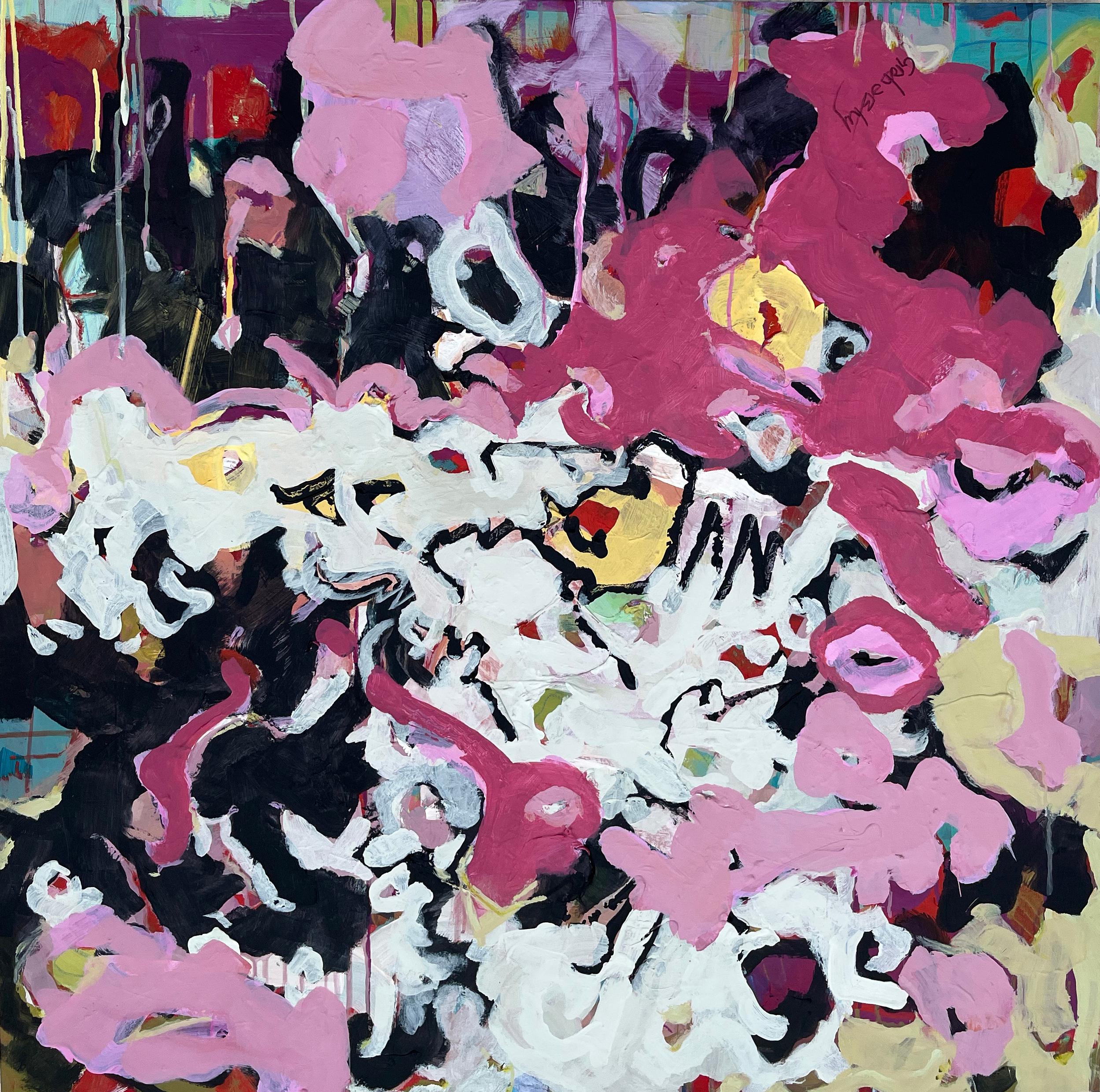 <p>Artist Comments<br>Artist Sheila Grabarsky expresses abstract structures and linework in vibrant shades of magenta. The work exudes the joy the artist felt upon receiving the slip releasing her from her day job. She paints with articulate vigor,