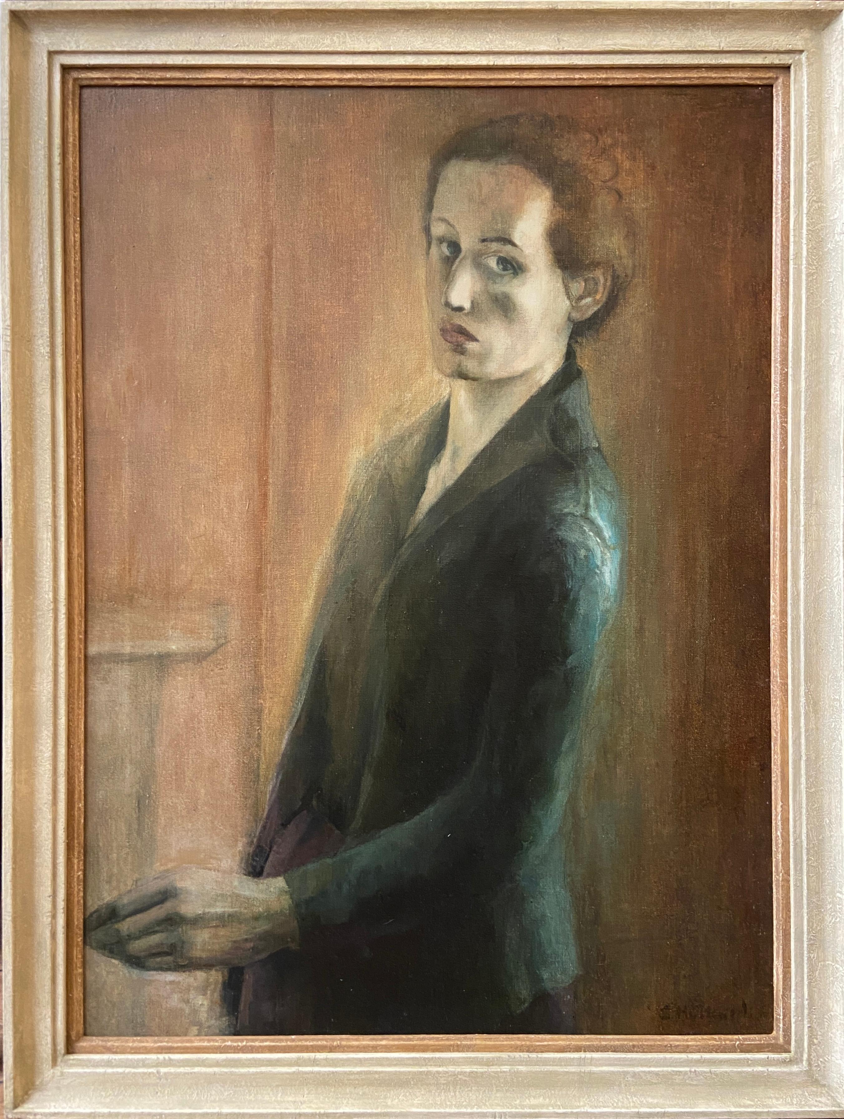 Self Portrait, Mid-20th Century Oil - Painting by Sheila Holland