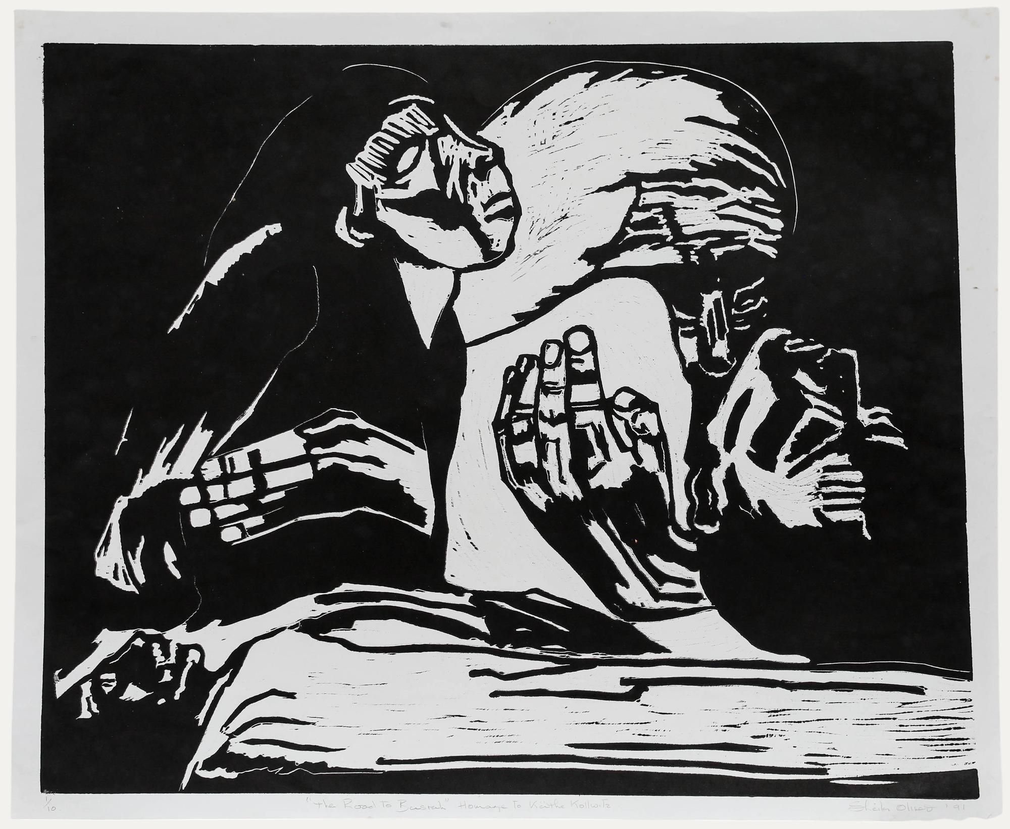 Sheila Oliner (1930-2020) - 1991 Linoldruck, Der Weg nach Basrah