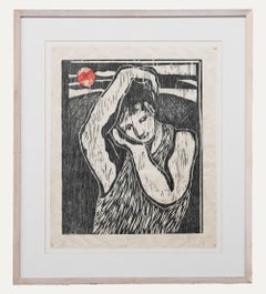 Sheila Oliner (1930-2020) - Linogravure contemporaine encadrée, Lune rouge I
