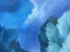 « Avant la tempête »:: huile sur toile. Paysage de style romantique bleu de Sheila Querre.