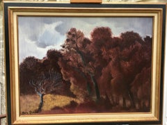 "El robledal". Paisaje otoñal. Sheila Querre Óleo sobre tabla. Estilo romántico