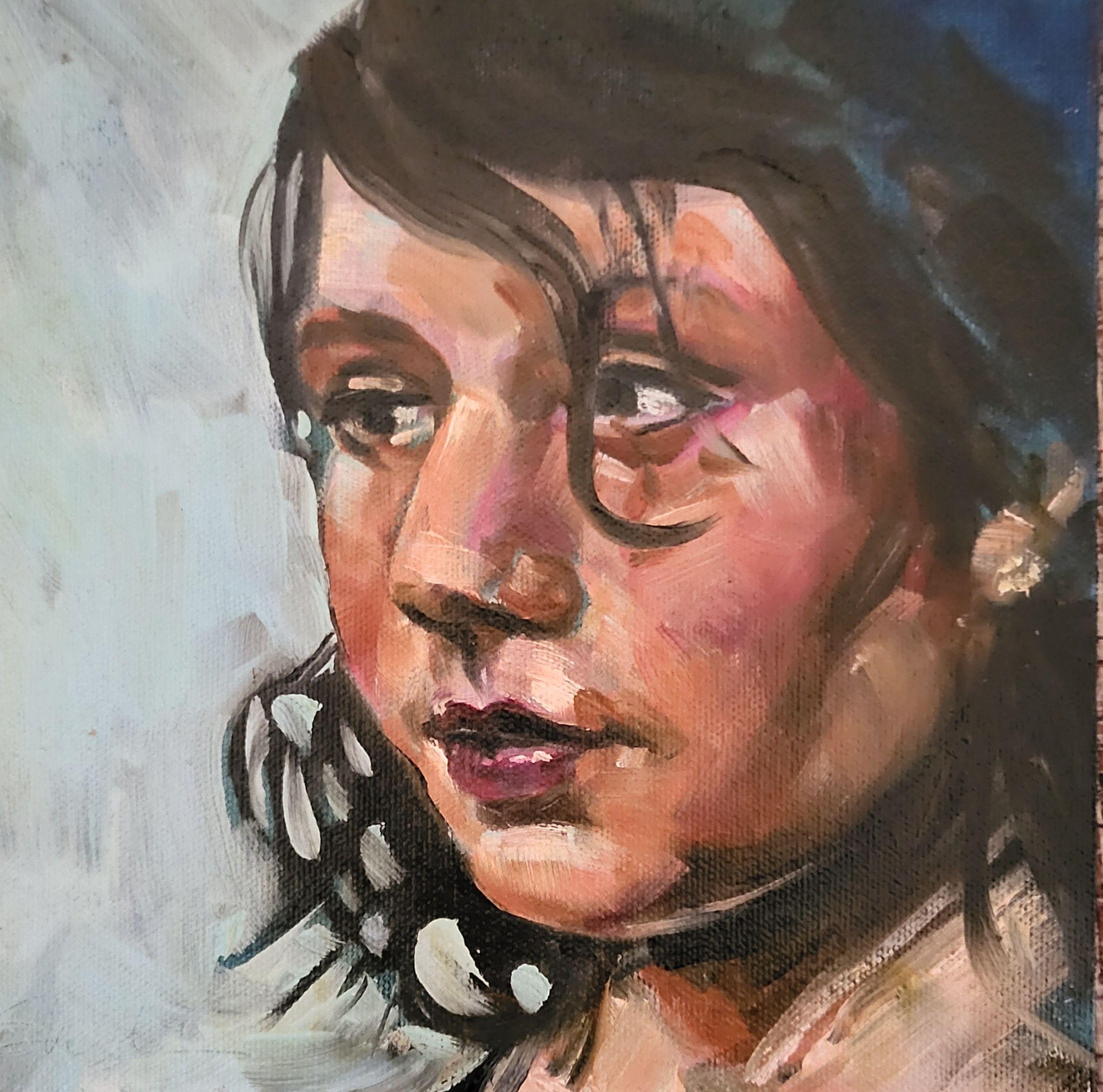 Millie, Pittura, Olio su pannello MDF - Painting di Sheila Tajima