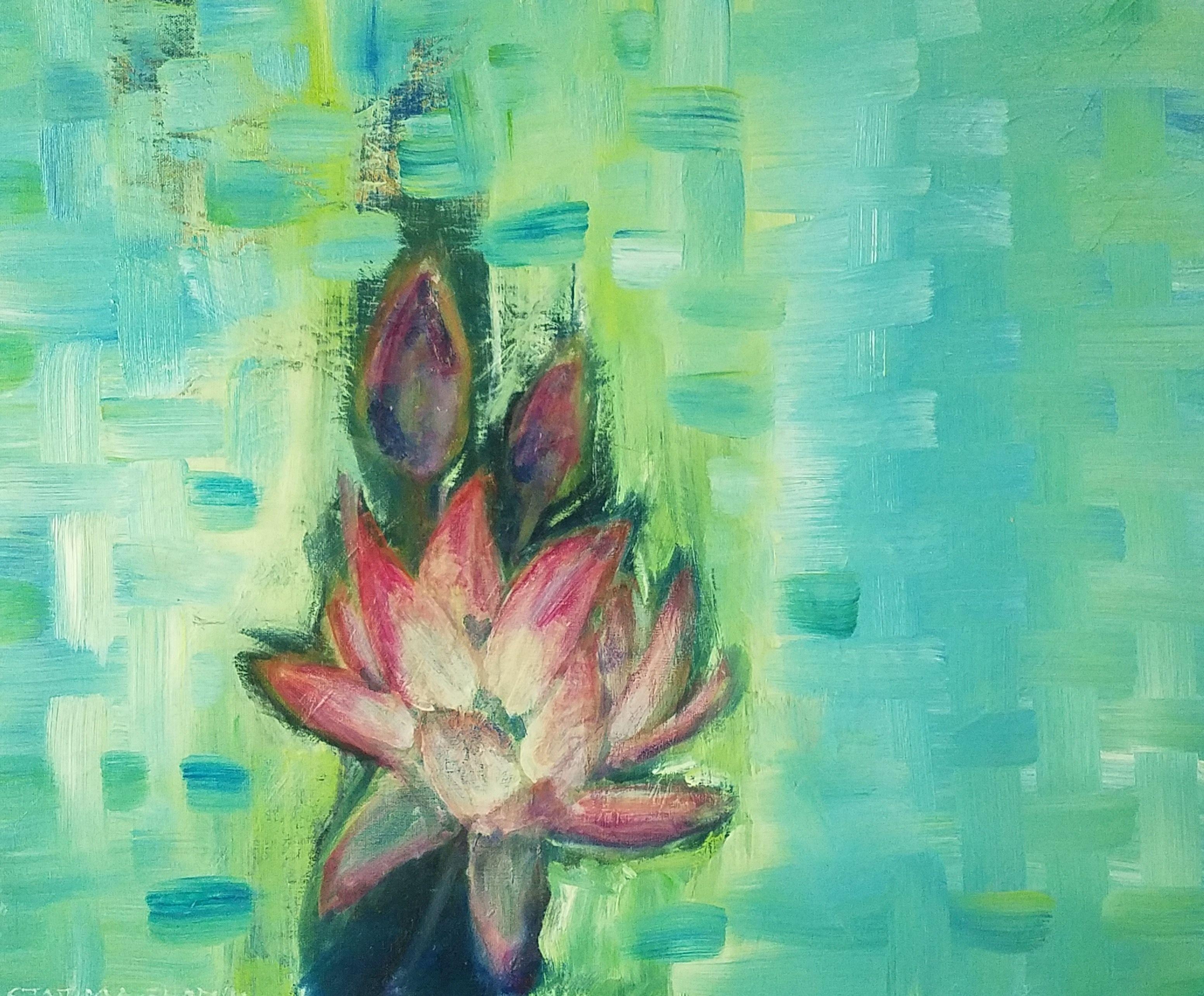 Nenuphar, Pittura, Olio su tela - Painting di Sheila Tajima