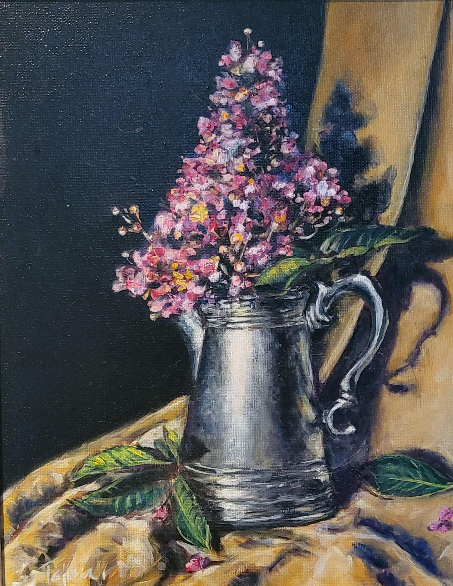 Grazioso peltro, Pittura, Olio su tela - Painting di Sheila Tajima