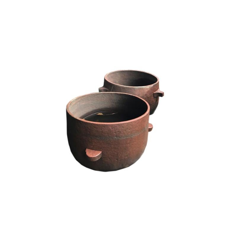 Hand-Carved Shekhawati Desert Zone, India, Monolithic Stone Pots with Handles For Sale