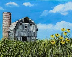 Barn and Silo, Oil Painting