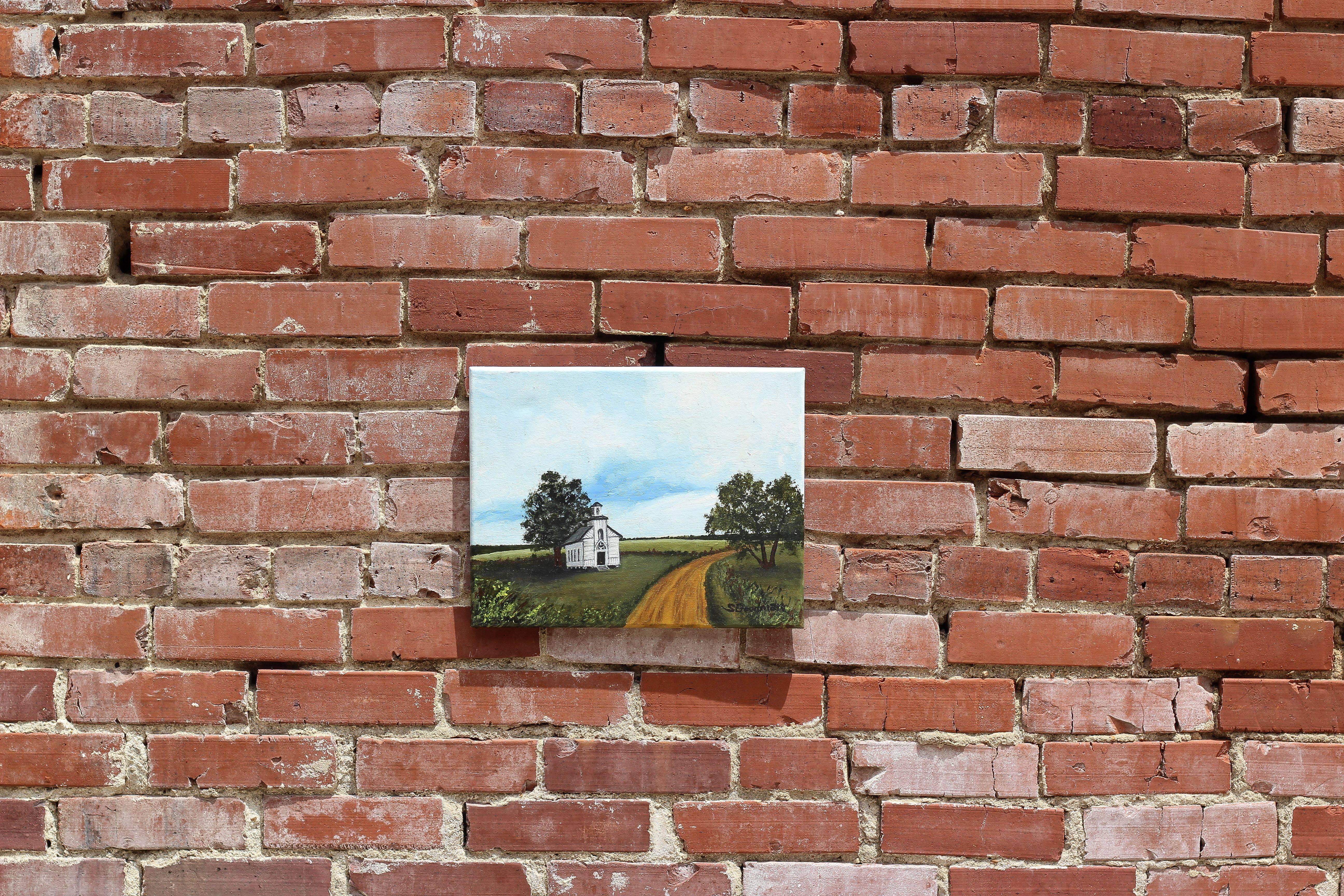 Iglesia rural, Pintura al óleo - Painting Impresionista de Shela Goodman