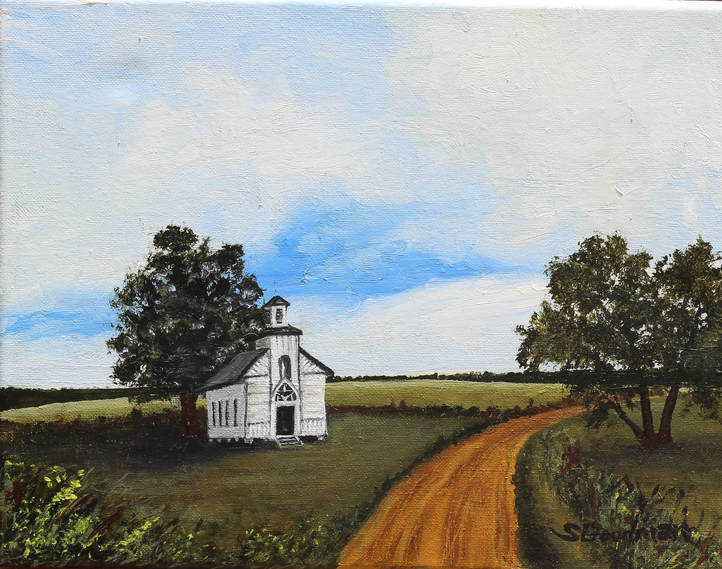 Shela Goodman Interior Painting - Country Church, Oil Painting