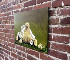 Hen & Chicks, Oil Painting
