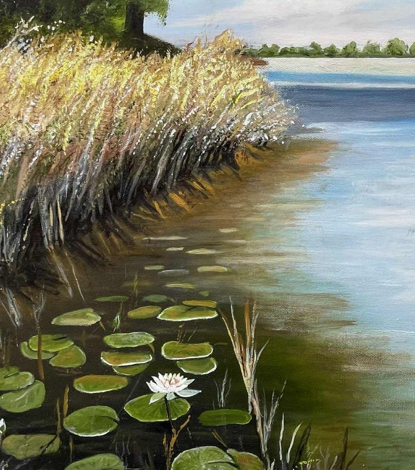 Lilypads on the River, Oil Painting For Sale 1