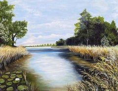 Lilypads on the River, Oil Painting