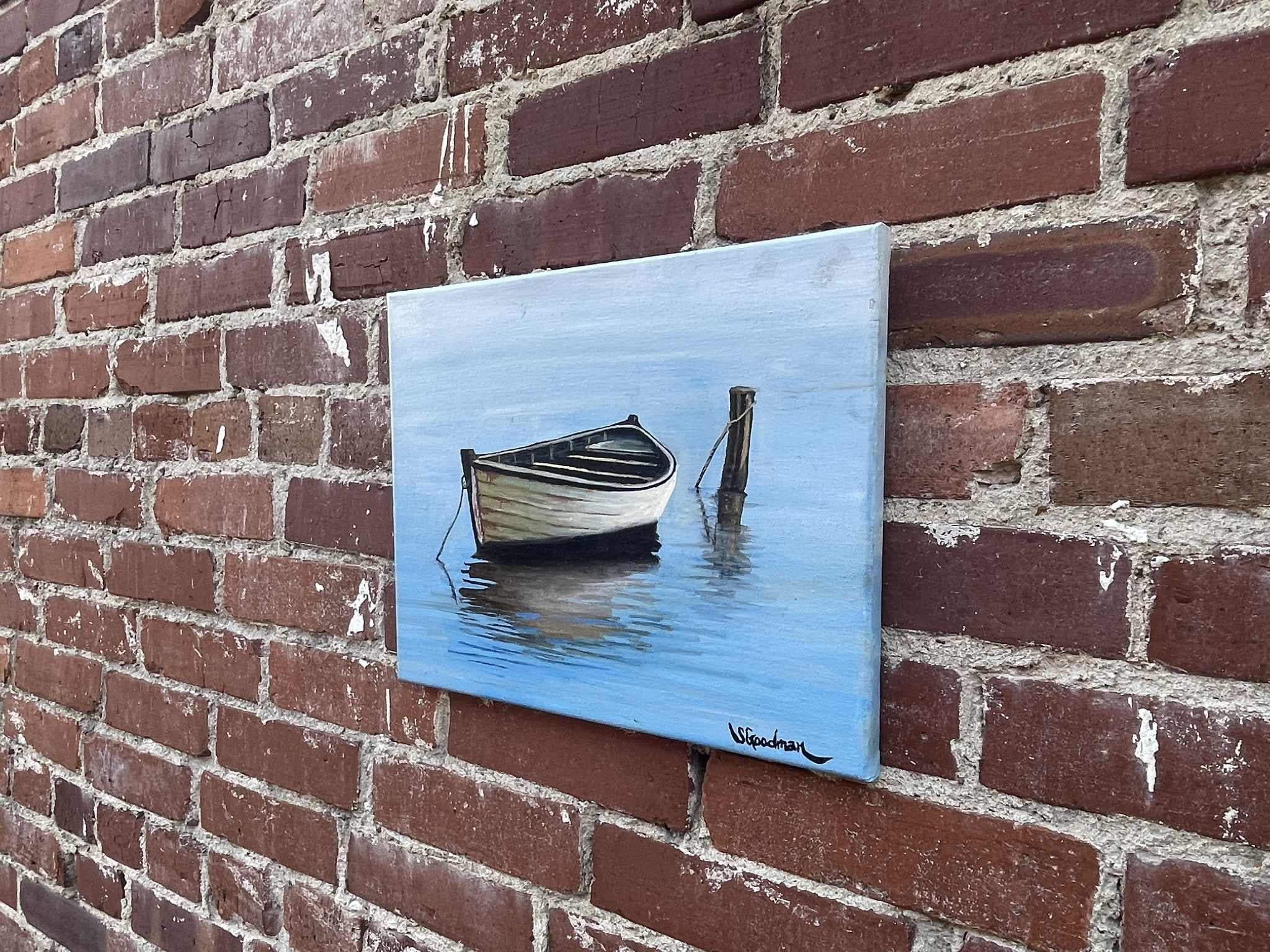 Ruderboot, Ölgemälde – Painting von Shela Goodman