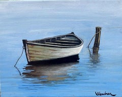 Barca a remi, pittura a olio