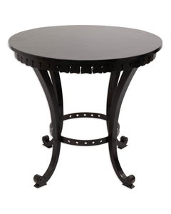 Shelburne Ebony Finished Round Solid Mahogany Accent Table with Curved Base