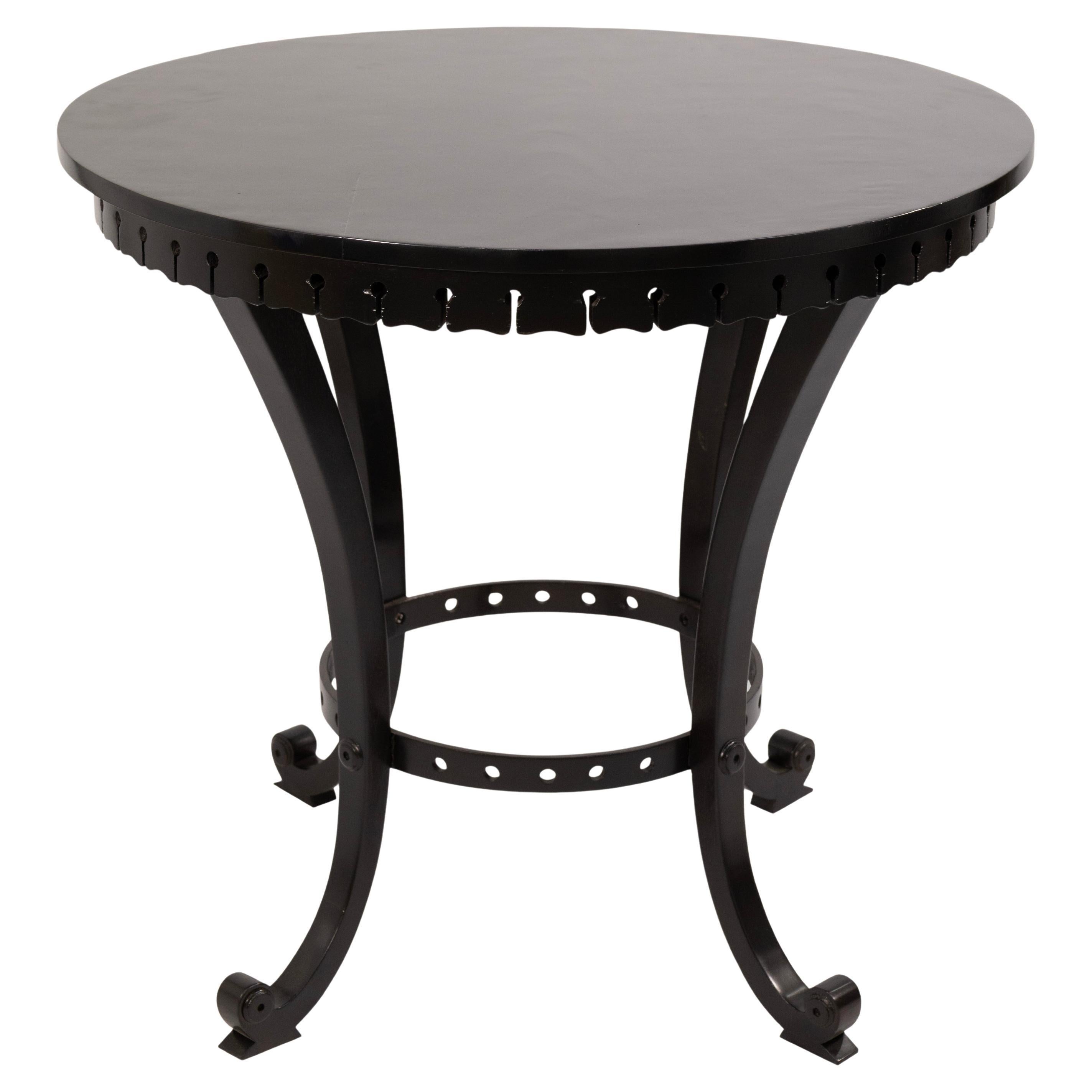 Shelburne Ebony Finished Round Solid Mahogany Accent Table with Curved Base