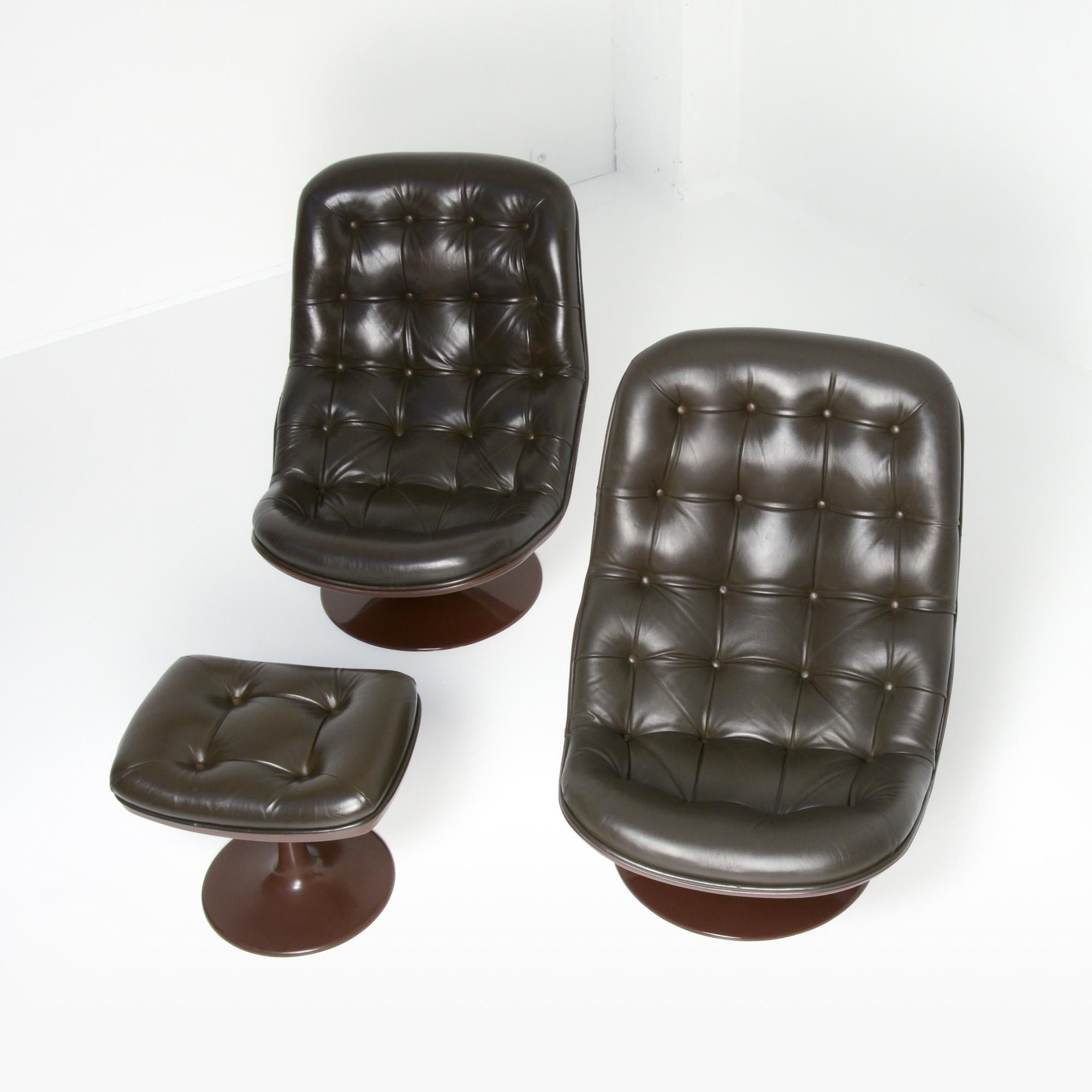 Shelby Lounge Chairs with Ottoman by Georges van Rijck In Good Condition In Vlimmeren, BE