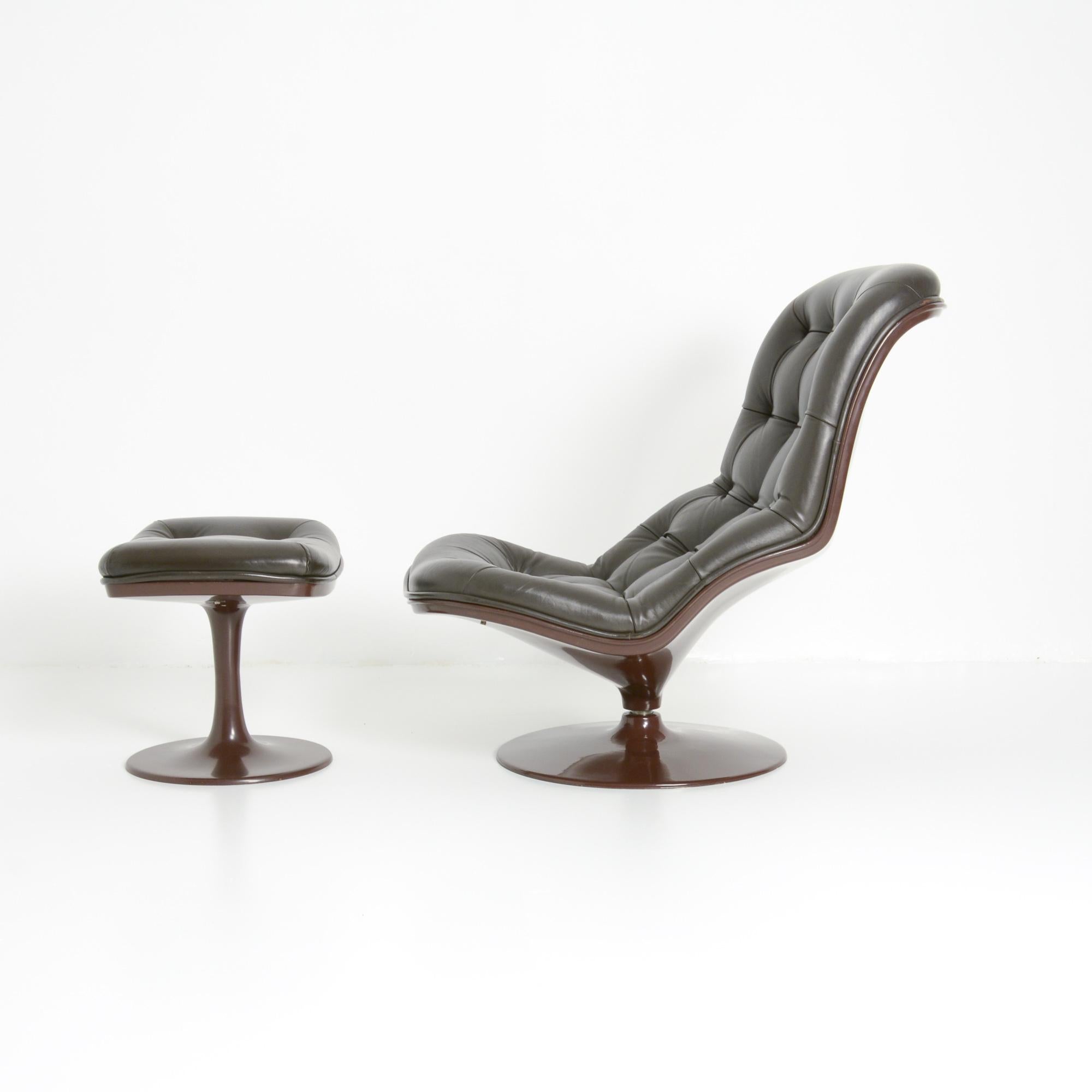 Leather Shelby Lounge Chairs with Ottoman by Georges van Rijck