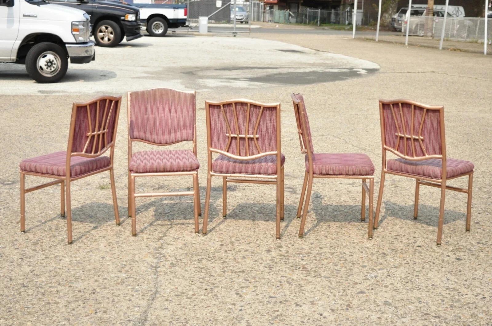Shelby Williams Faux Bamboo Pink Rose Gold Upholstered Banquet Chairs - Set of 6 im Angebot 5