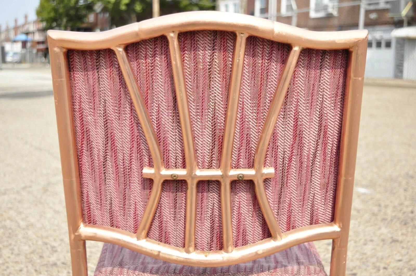 Shelby Williams Faux Bamboo Pink Rose Gold Upholstered Banquet Chairs - Set of 6 (20. Jahrhundert) im Angebot