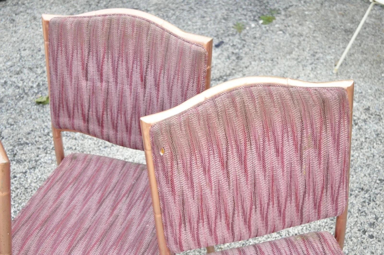 Shelby Williams Faux Bamboo Pink Rose Gold Upholstered Banquet Chairs - Set of 6 im Angebot 2