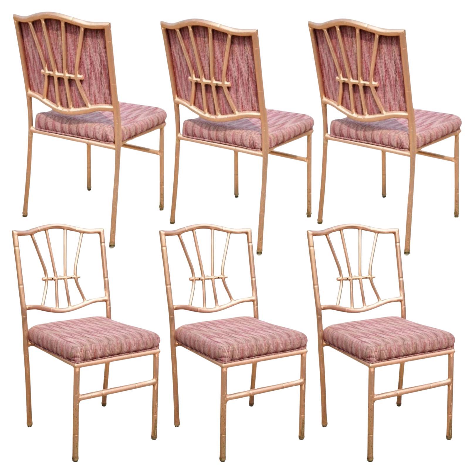 Shelby Williams Faux Bamboo Pink Rose Gold Upholstered Banquet Chairs - Set of 6