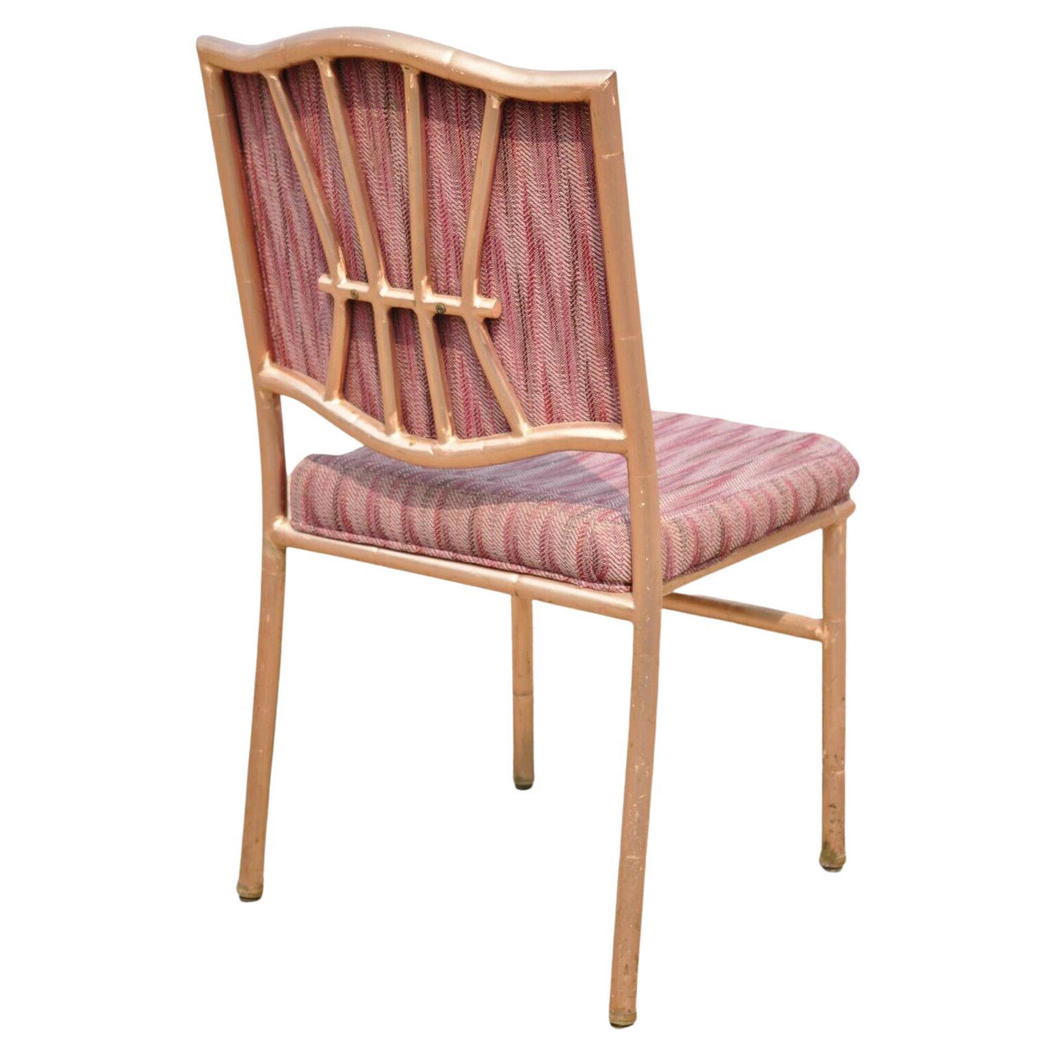 Shelby Williams Faux Bamboo Pink Rose Gold Upholstered Banquet Dining Chairs For Sale